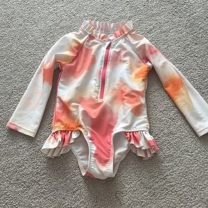 Tie-dye, ruffle swimsuit